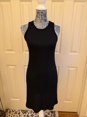 Nine West Black Ribbed Midi Tank Dress